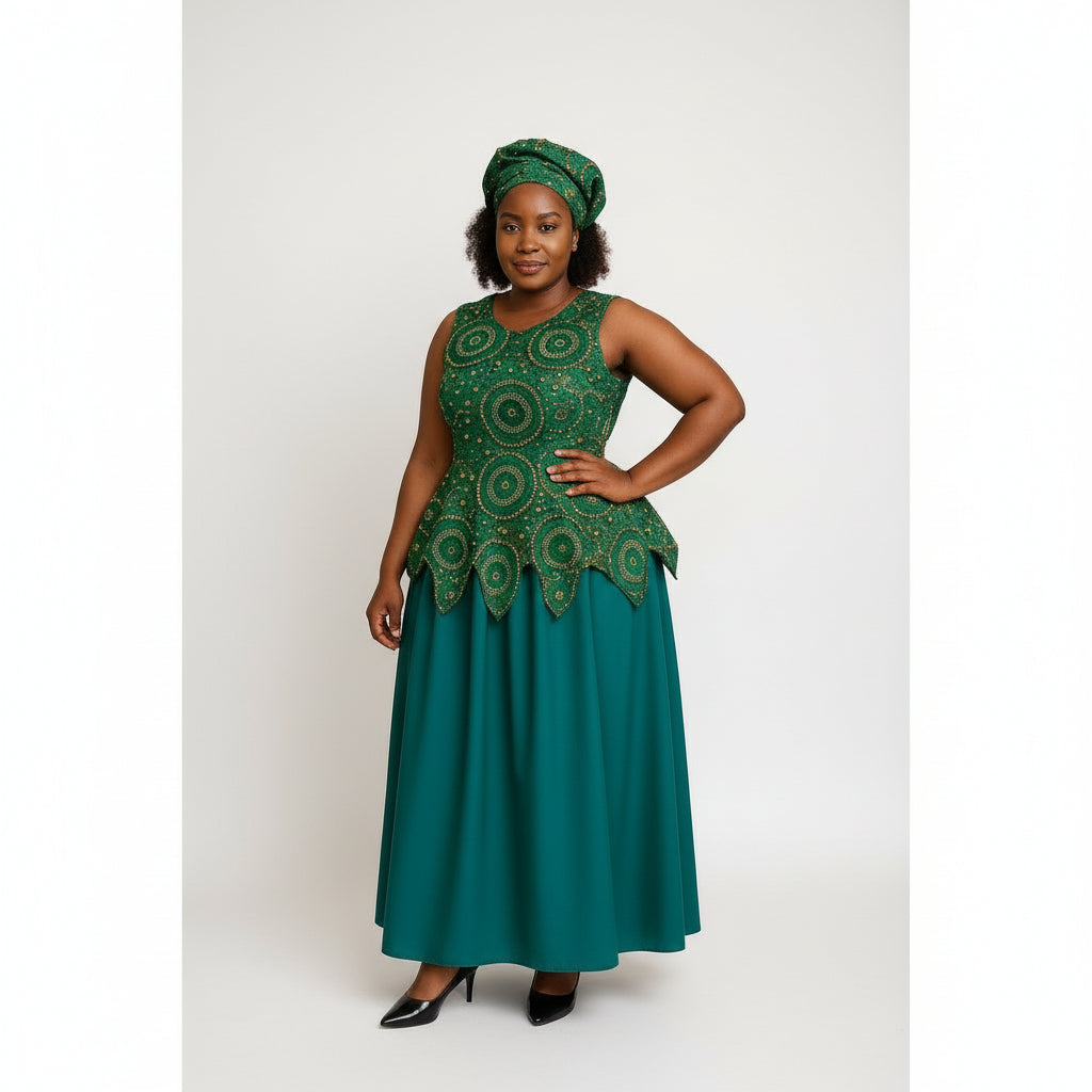 Ankara Sleeveless Tswana Traditional Dress