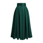 High waisted satin beltes umbrella skirt