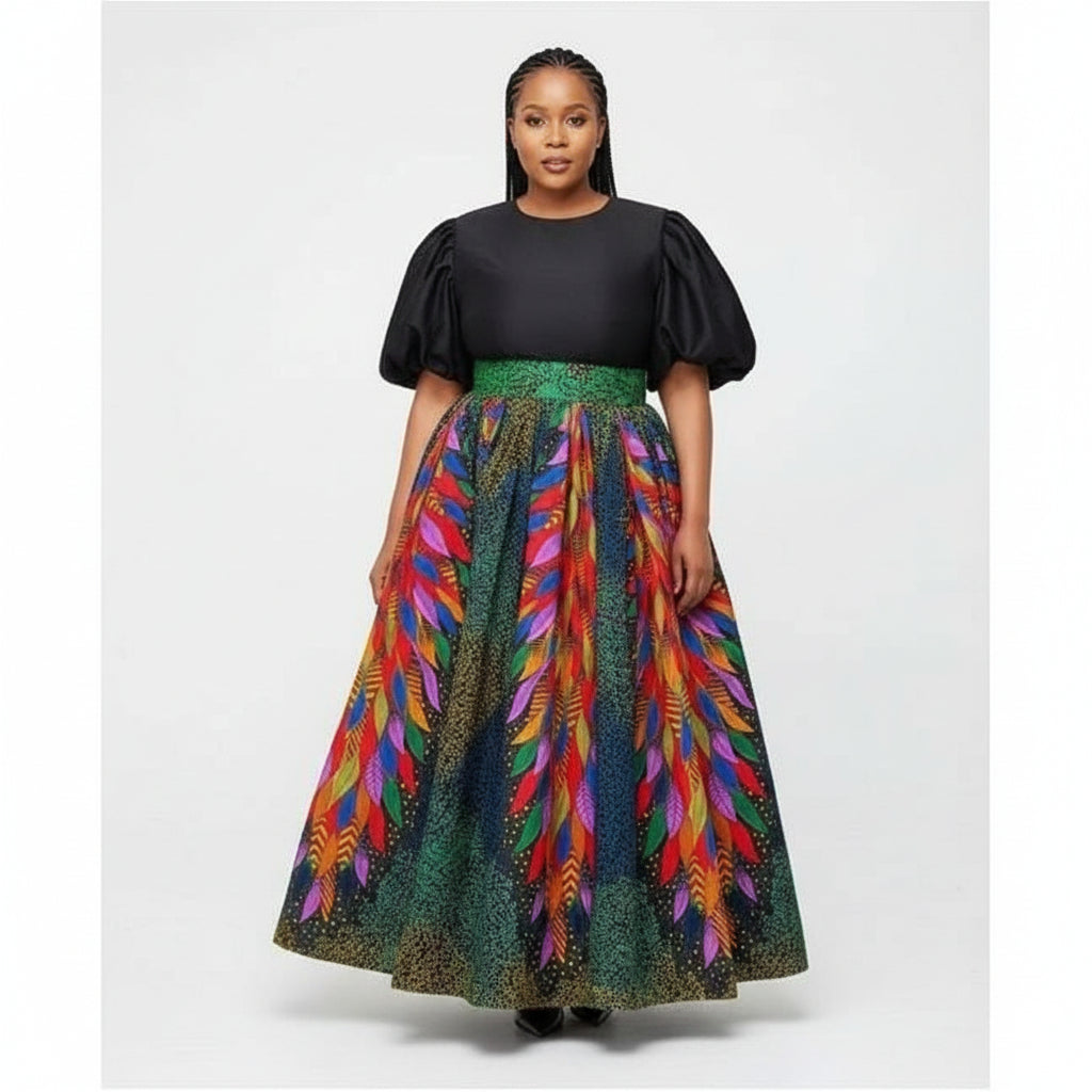 Plus Size Puffer Sleeve Maxi Dress