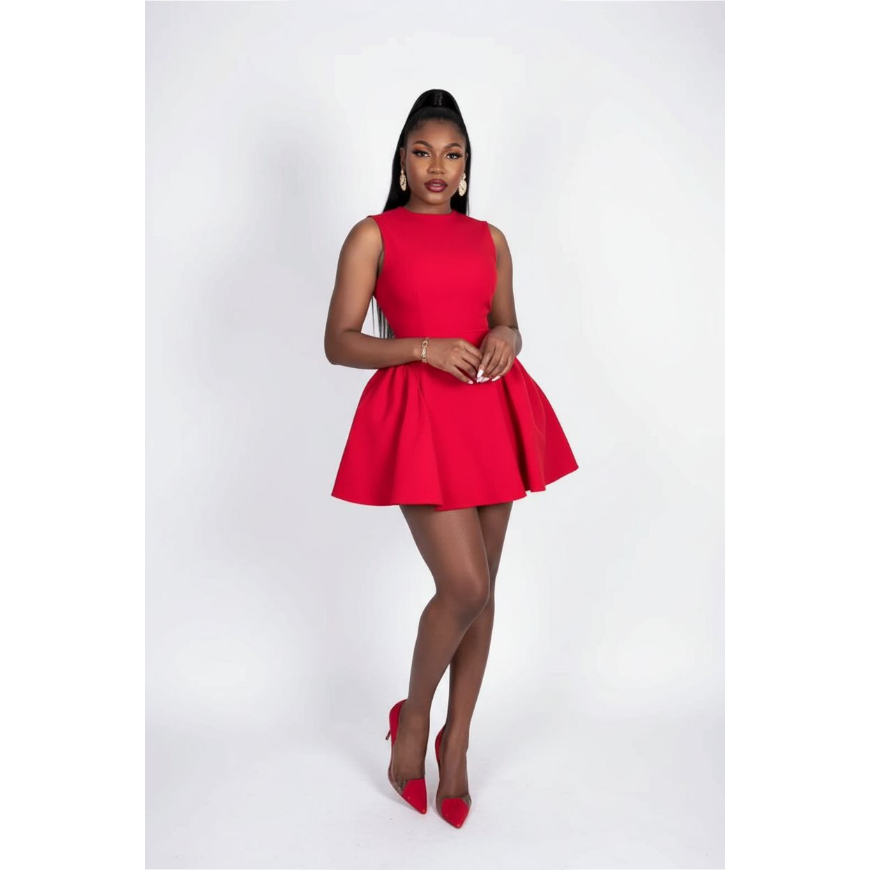 A-Line Waist Sleeveless Elegant Balloon Mini Dress – YELLOW SUB