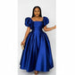 Bubble Sleeve Pleated Maxi Dress
