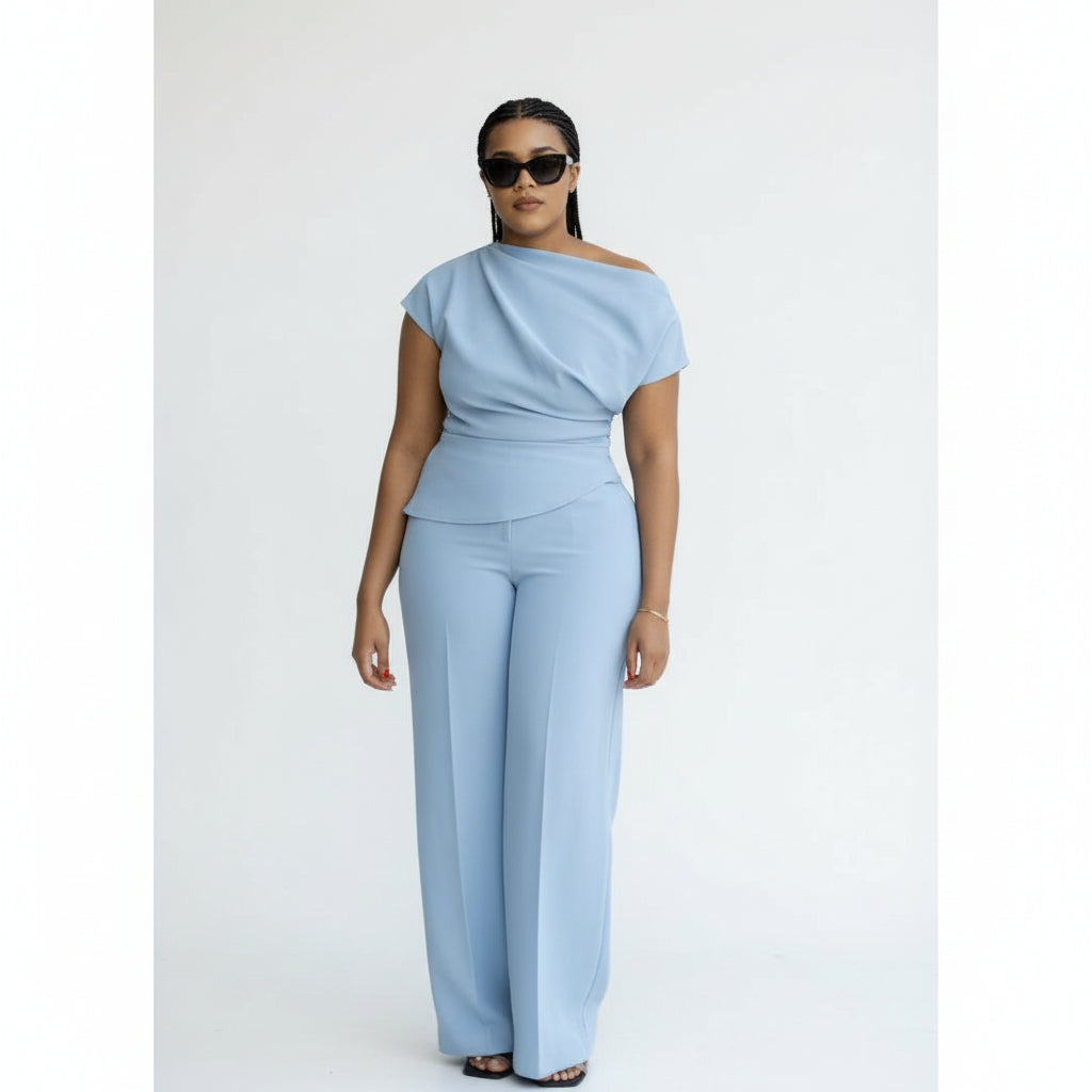 One Shoulder Formal wear 2 Pieces Set