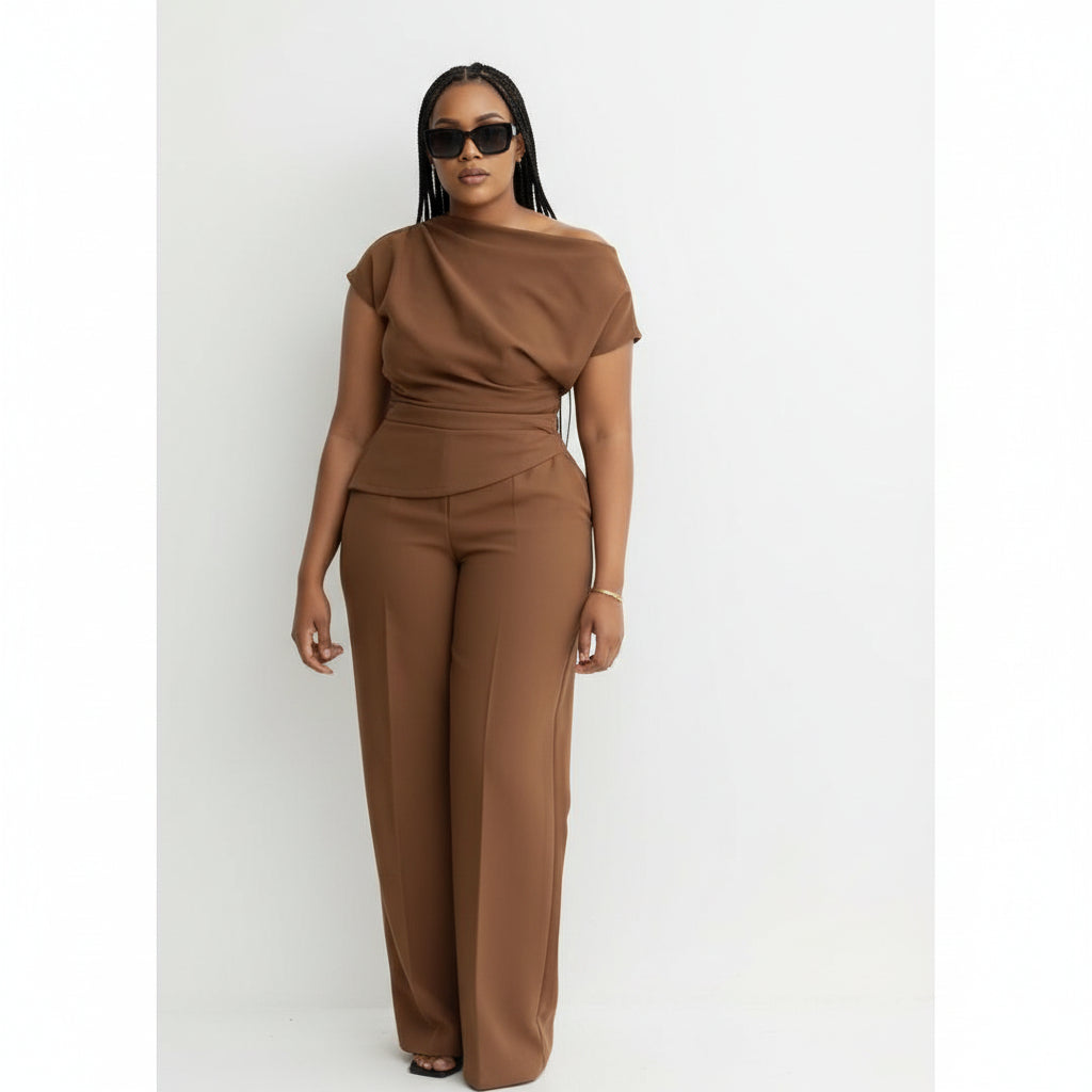 One Shoulder Formal wear 2 Pieces Set