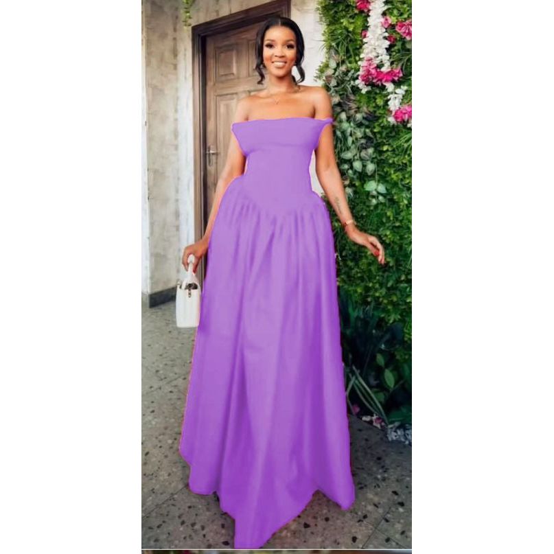 Pleated Off-Shoulder Spaghetti Lace Up Maxi Dress.