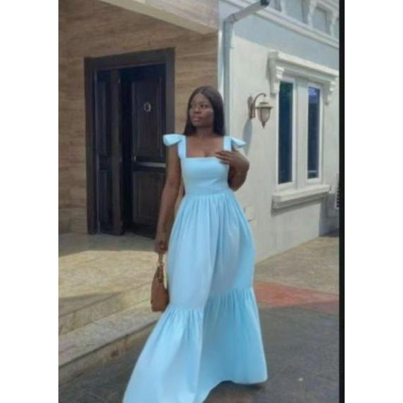 Plain Color Strap Shoulder Ruffle Hem Holiday Cami Dress