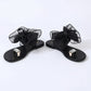 Bow & Faux Pearl Decor Toe Ring Design Thong Sandals
