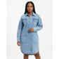 Long Sleeve Cargo Denim Shirt Dress
