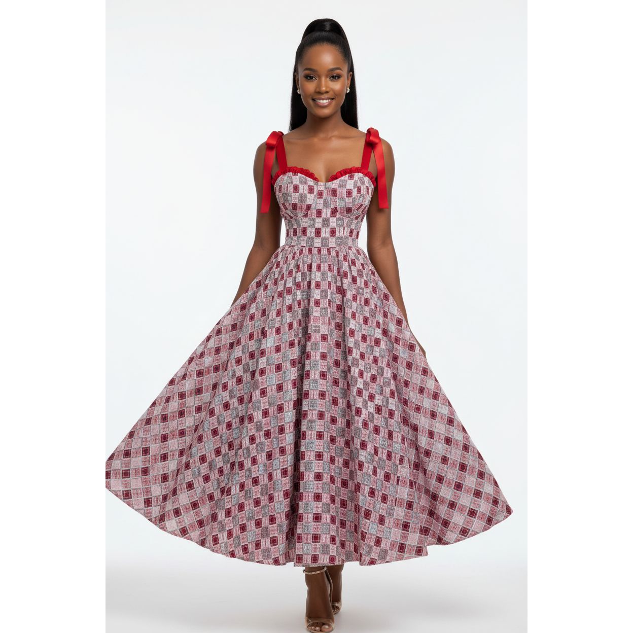 Elegant Plaid Belted Dress