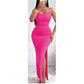 Spagethi strap Slit bodycon dress
