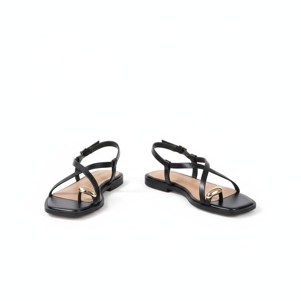 Women's Strappy Flat Slide Golden Toe String Sandals – YELLOW SUB TRADING
