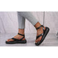 Thick Sole Square Toe Metal Buckle Strap Casual Sandals