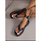 Thick Sole Square Toe Metal Buckle Strap Casual Sandals