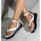 Thick Sole Square Toe Metal Buckle Strap Casual Sandals