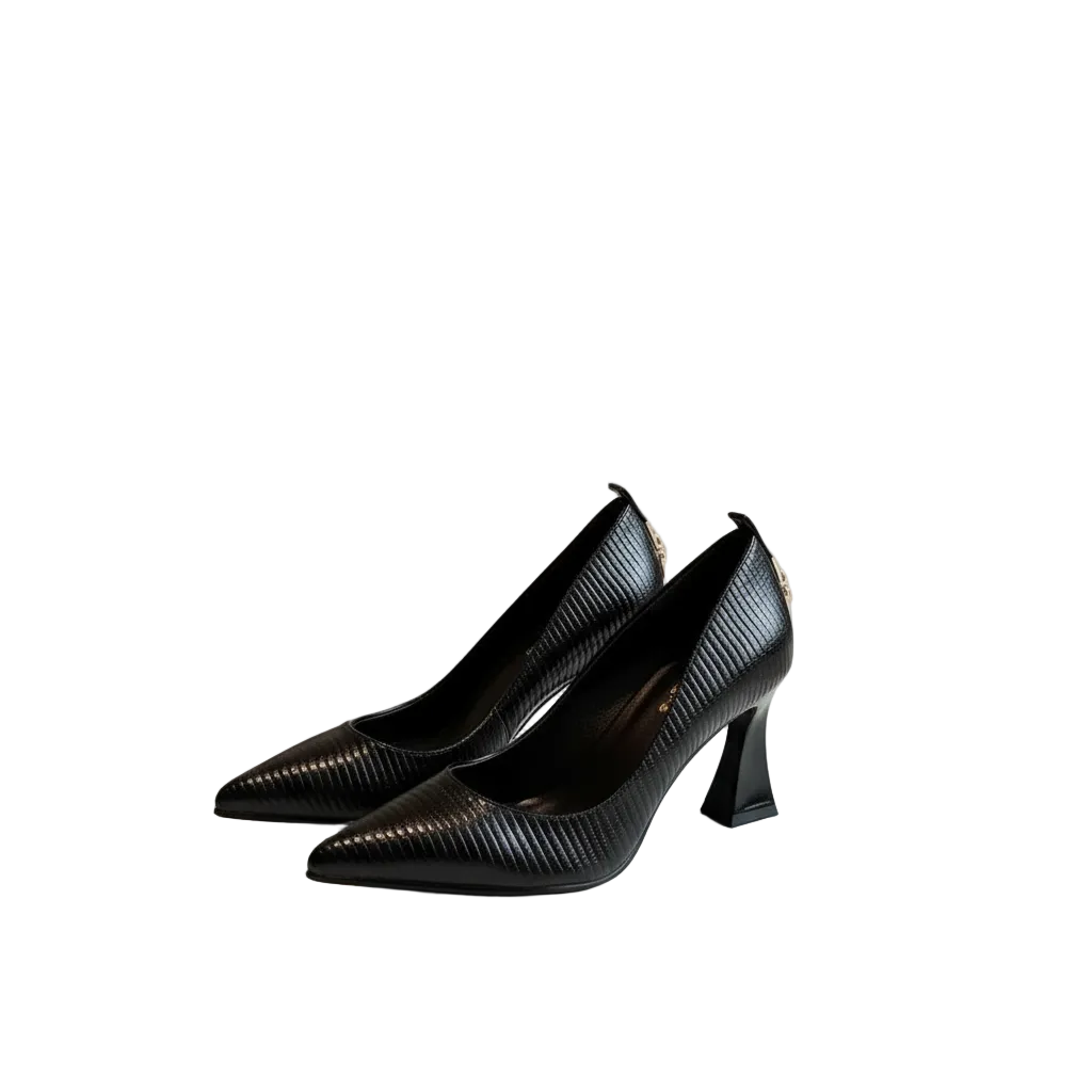 Solid Color Buckle Decor High Heel Slip-On Pumps