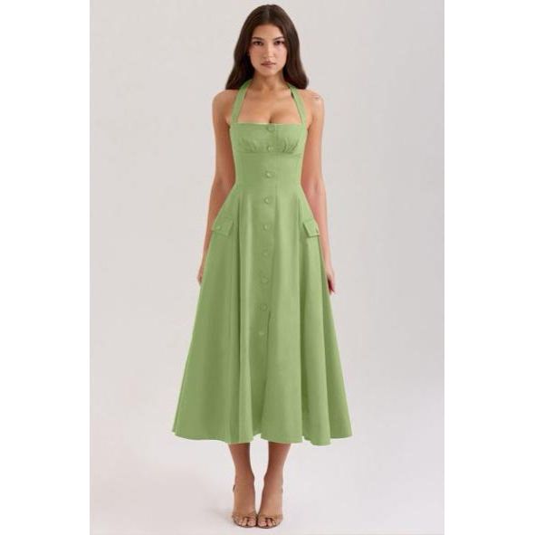 Backless Boobtube Front Button Dress