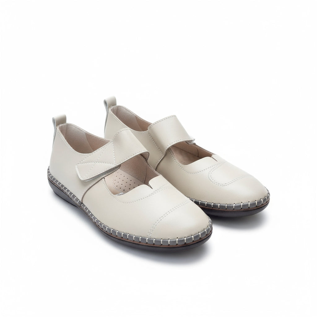 Ballet Flats Soft Leather Stitching Strappy Flats Loafers