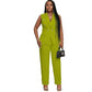 Plus Size Plain Color Vest And Pants 2-Piece Set