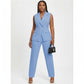 Plus Size Plain Color Vest And Pants 2-Piece Set