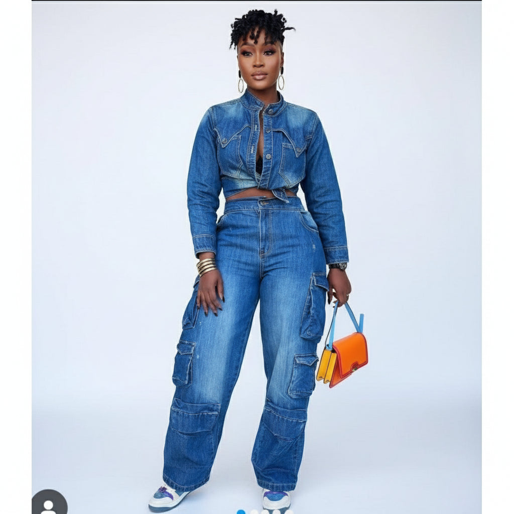 Cargo Denim Trouser and Top Set