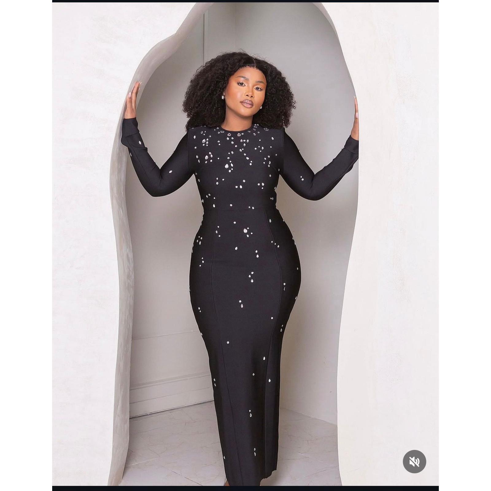 Silver Glitted Long Sleeve Dress