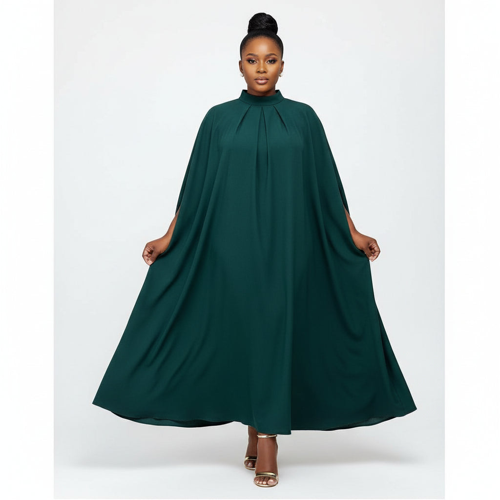 Majestic Elegant Cape-Sleeve Dress