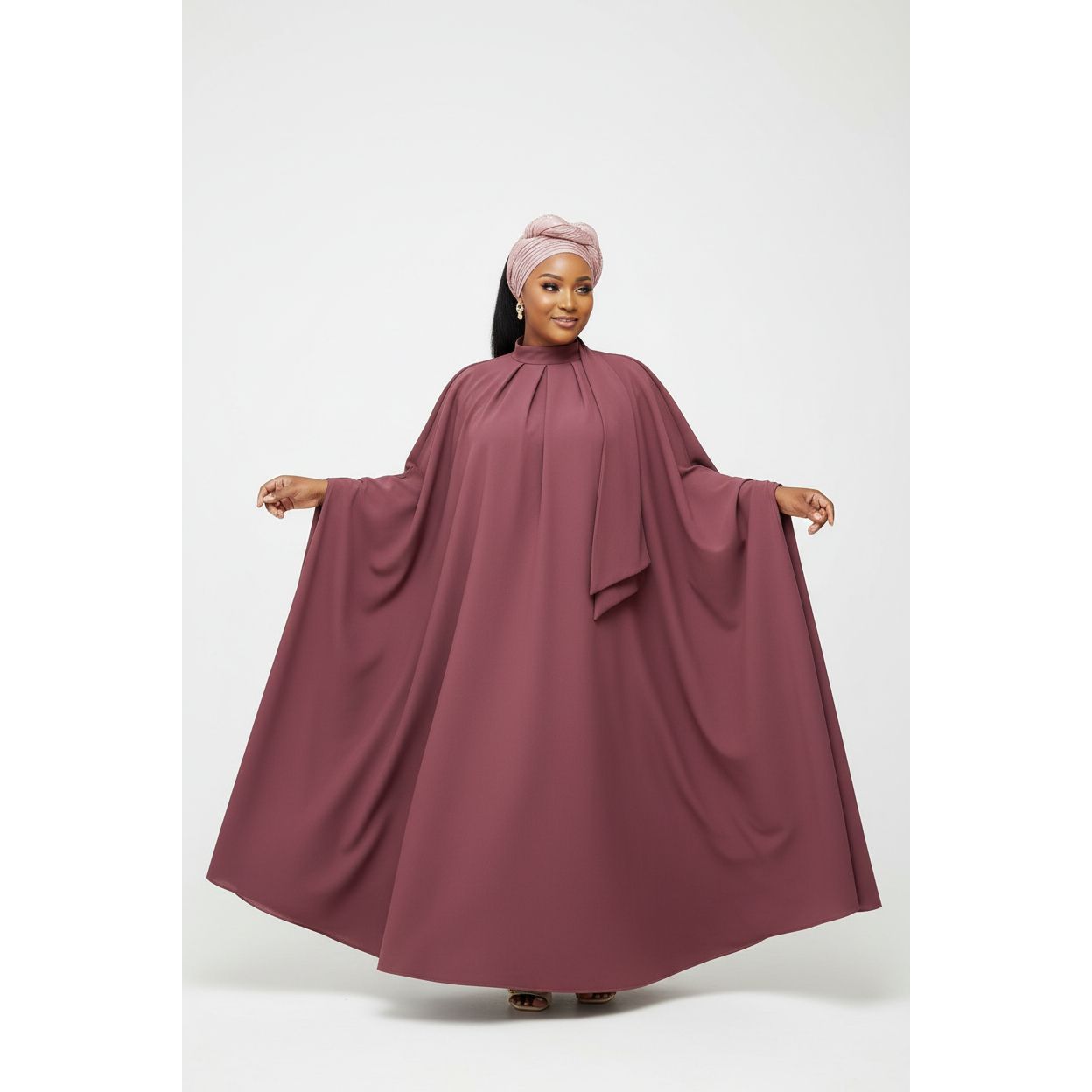 Majestic Elegant Cape-Sleeve Dress