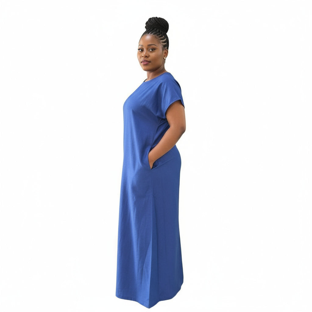 Back V-Neck Denim Maxi Dress – YELLOW SUB TRADING