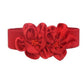 Elastic Wide Waist Belt with Large Floral Chiffon Bow - Stylish Stretchy Corset Belt for Dresses, Jeans, and Skirts