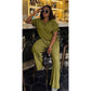 Pleated Shirt & Trousers Two Piece Sets Elegant Long Sleeve Shirts And High Waist Wide Leg Pants Suit