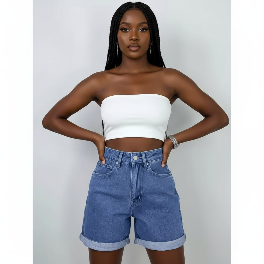 Ladies Denim Roll-Up Short Pants