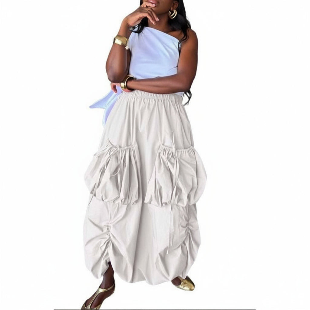 Cargo Hem Ruched Parachute Skirt