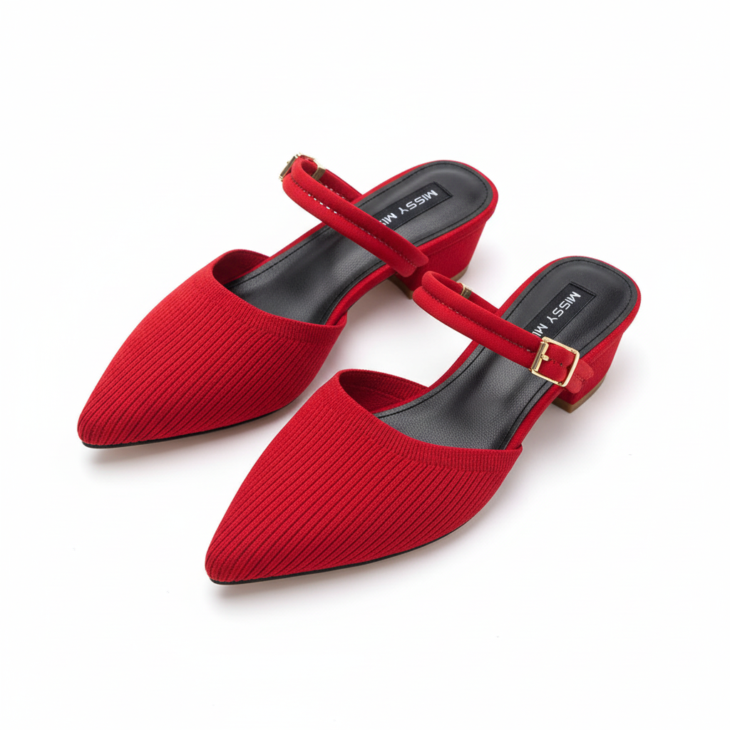 Pointed-Toe Woolen Woven Back Elasticated Women's High Heels