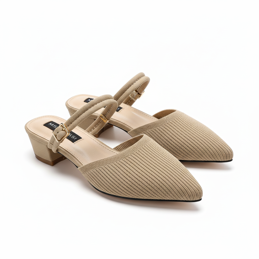 Pointed-Toe Woolen Woven Back Elasticated Women's High Heels