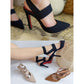 Pointed Toe High Heel Sandals With Elastic Band