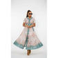 Short Sleeve V-Neck Multi-Color A-Line Maxi Dress