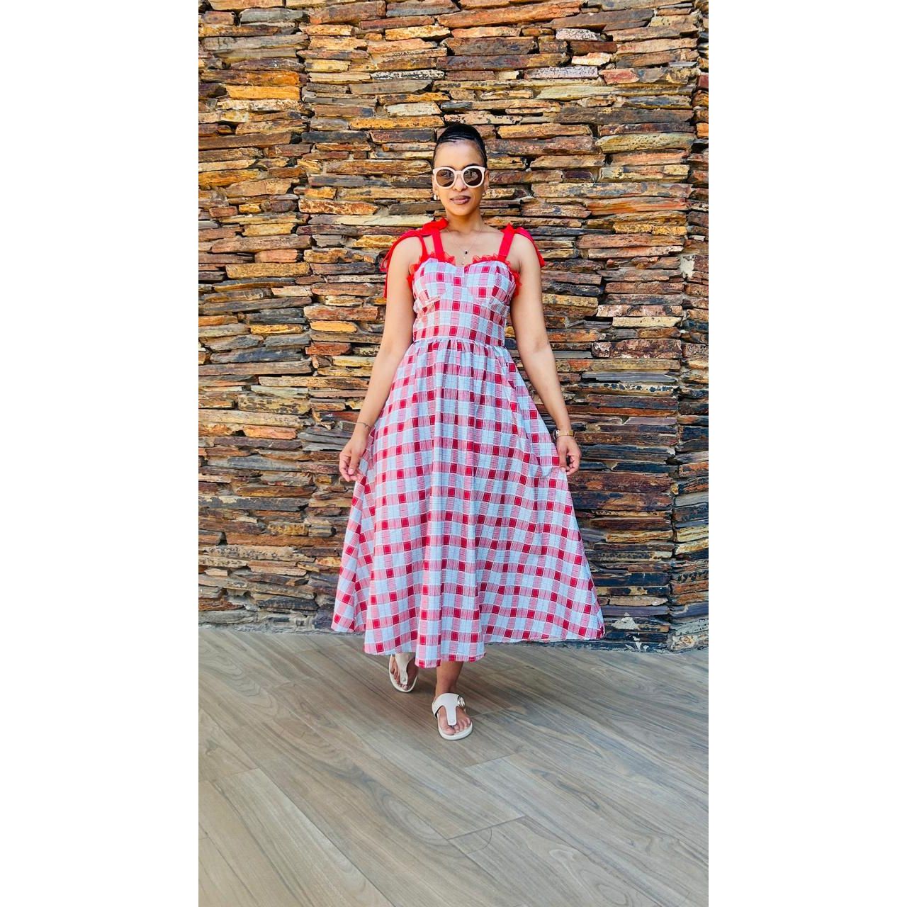 Elegant Plaid Belted Dress