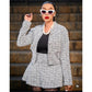 Double Breasted Crop Tweed Blazer & Pleated Short Skirt