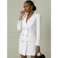 Long Lapel Collar Sleeve Double-Breasted Blazer Dress