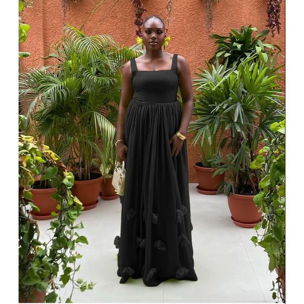 Sleeveless Spaghetti Straps Pleated Maxi Dress