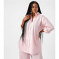 Plus Size Long Sleeve Shirt and Wide Long Pants Set
