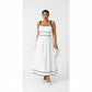 Plus Size Stylish White Trim Sleeveless Midi Dress