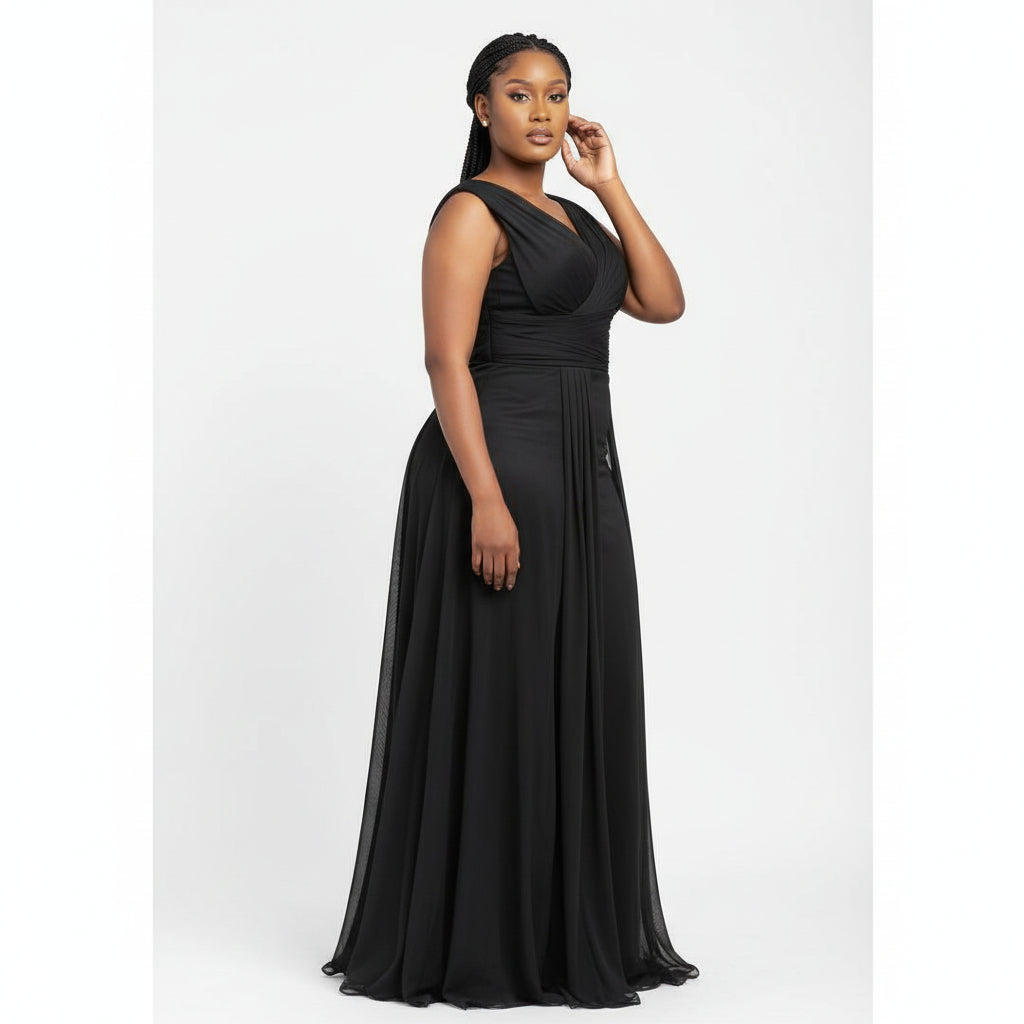 Sleeveless  Slit long wedding wear dress