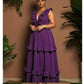 Deep V-neck Sleeveless Ruffle Maxi Dress