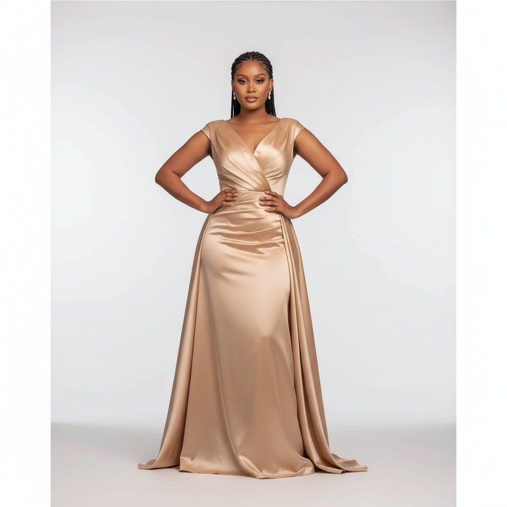 Sleeveless  Slit long wedding wear dress