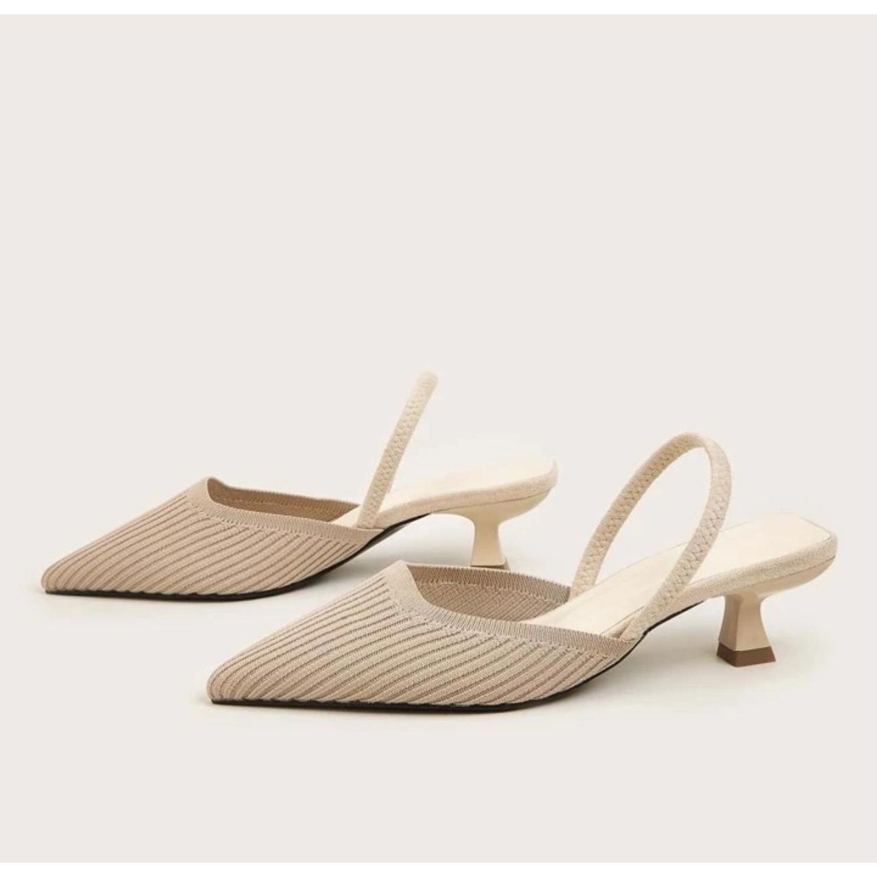 Kitten heel slingback pumps