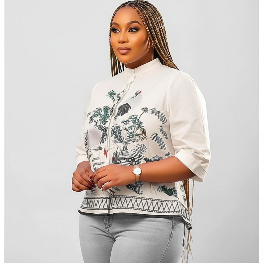 Plus Size Elegant Long Sleeve Chinese Style Retro Tang Top