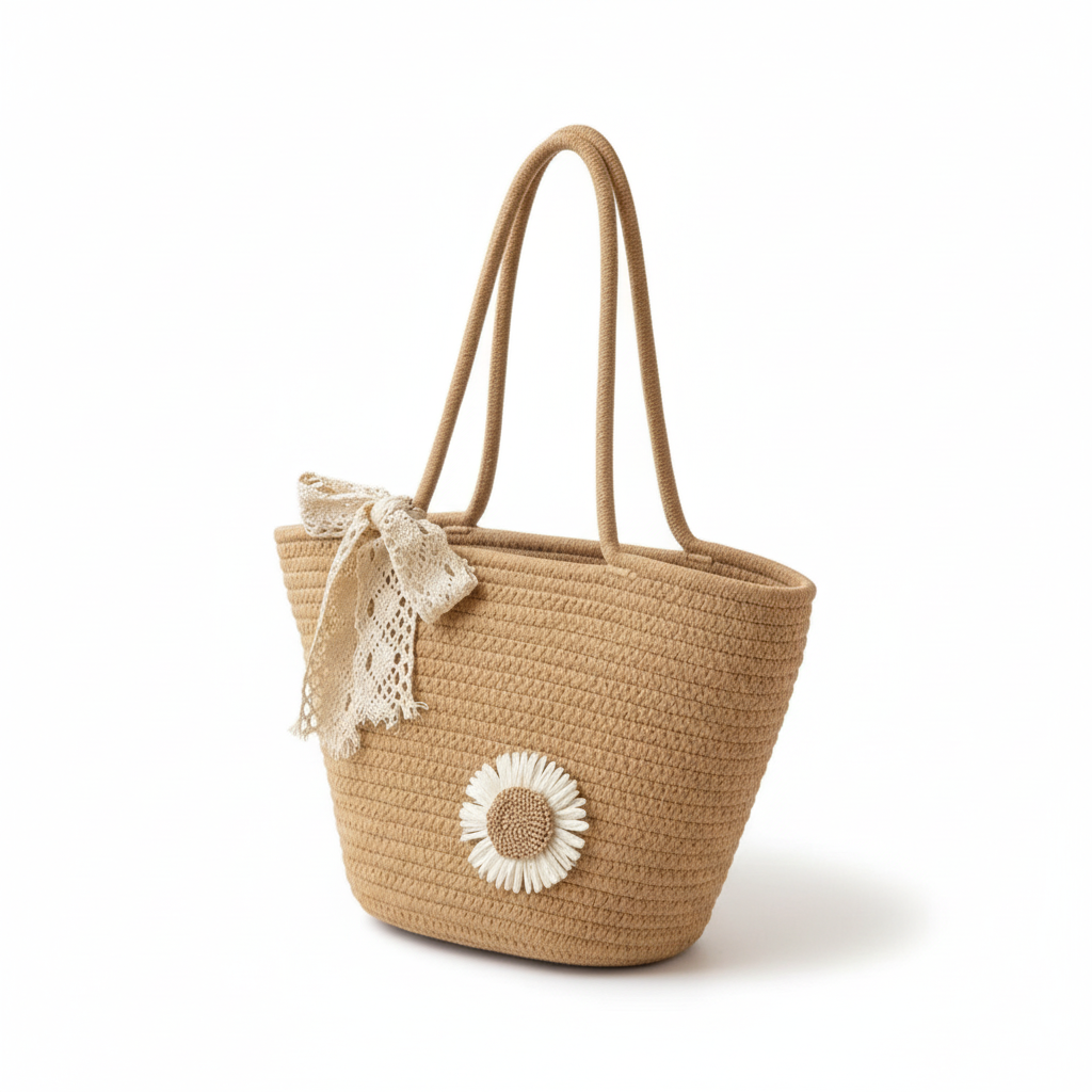 Large Capacity Handmade Woven Tote Bag Outdoor