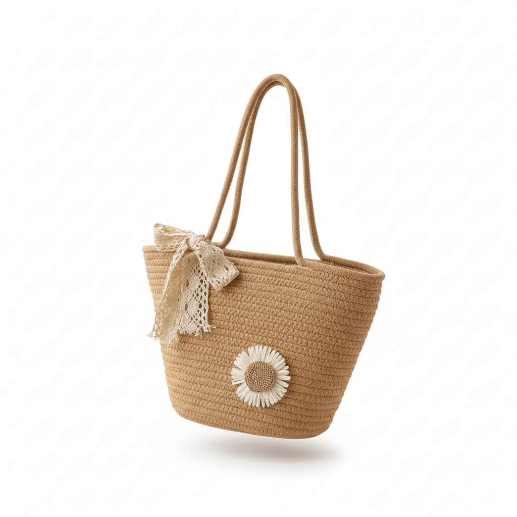 Large Capacity Handmade Woven Tote Bag Outdoor