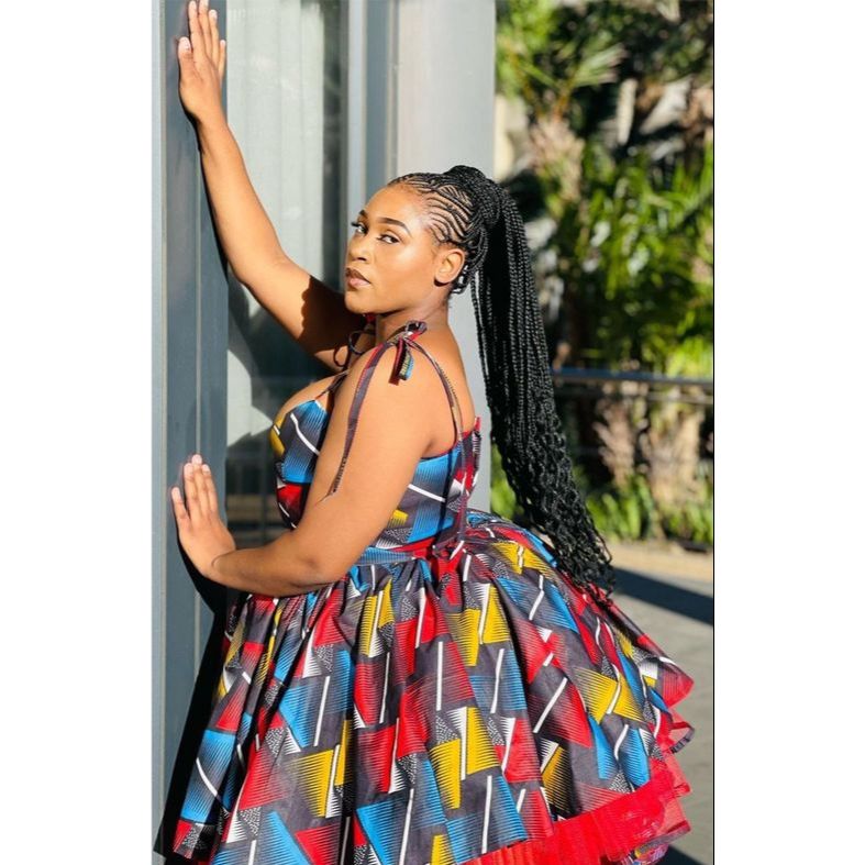 Women Geometric Printed Ruffled Hem Cami Dress