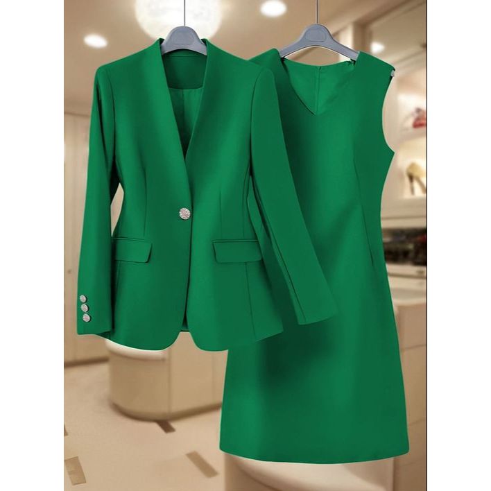 Elegant Women's Dress Blazer 2 Piece Set Suit